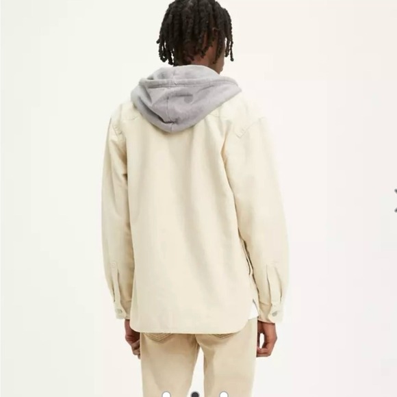Levi's Hooded Jackson Overshirt Heavyweight Jean Jacket, Beige Sand, Size L, NWT - Picture 2 of 15